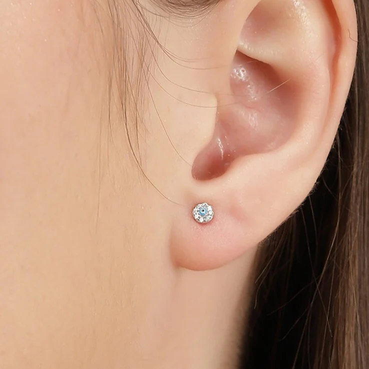 Tiny Evil Eye 925 Silver Earrings