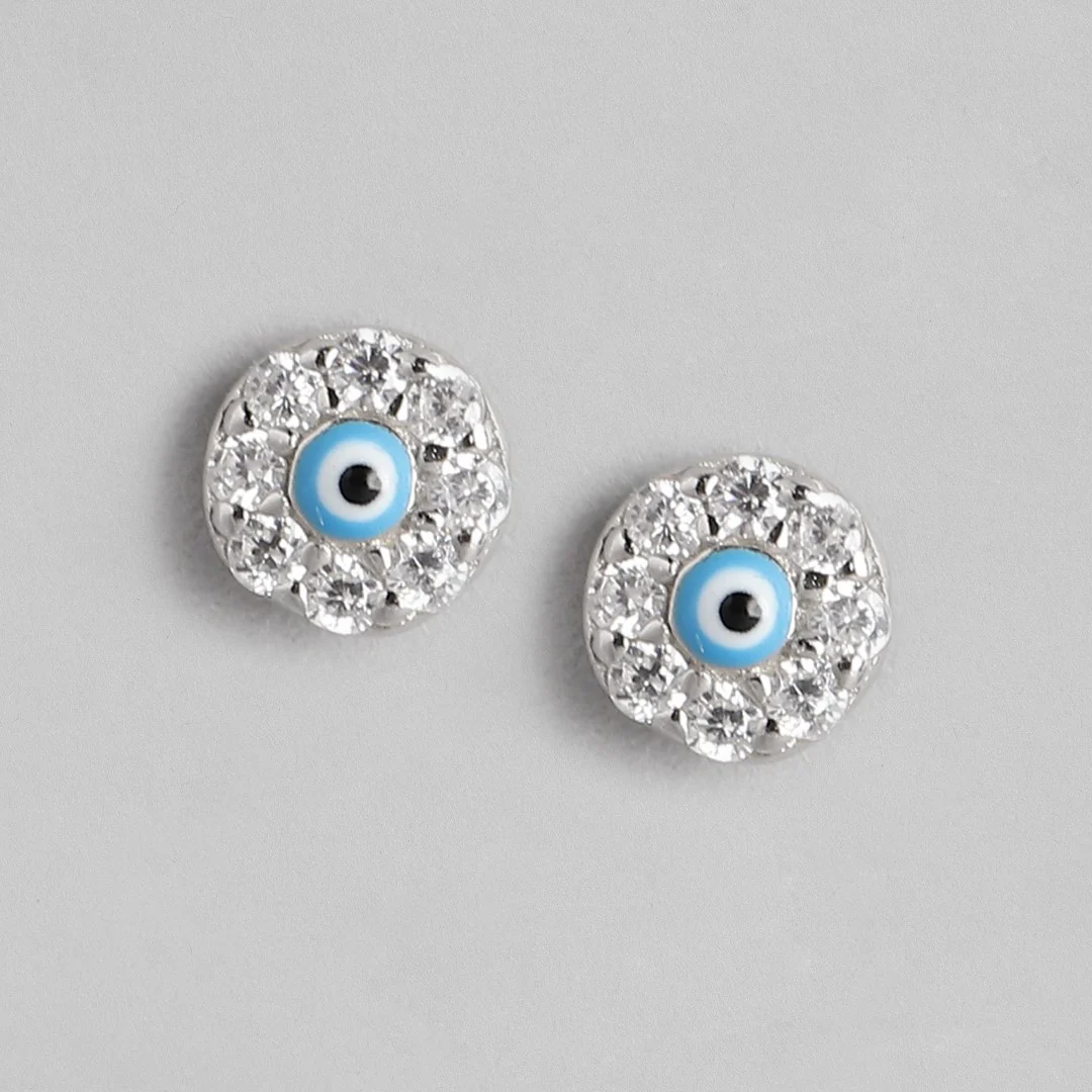 Tiny Evil Eye 925 Silver Earrings - Image 3