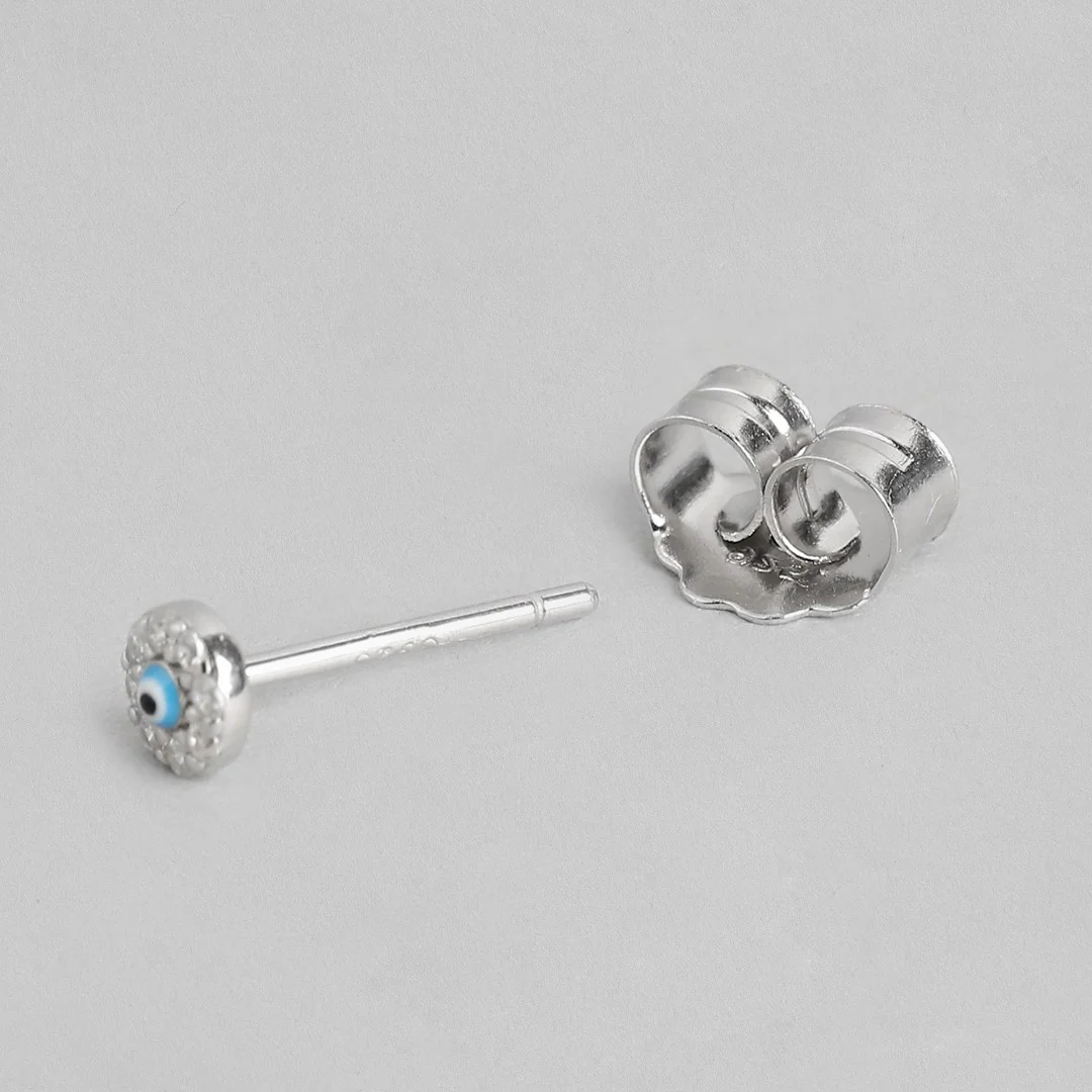 Tiny Evil Eye 925 Silver Earrings - Image 5