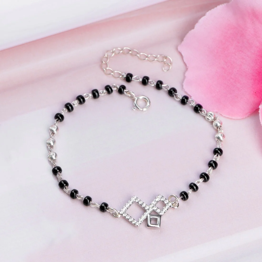Geometric 925 Silver Mangalsutra Bracelet - Image 2