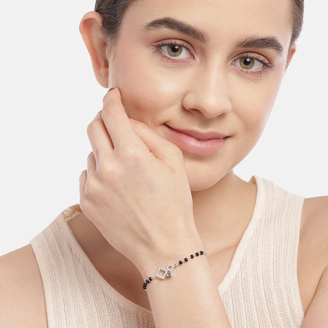 Geometric 925 Silver Mangalsutra Bracelet - Image 4