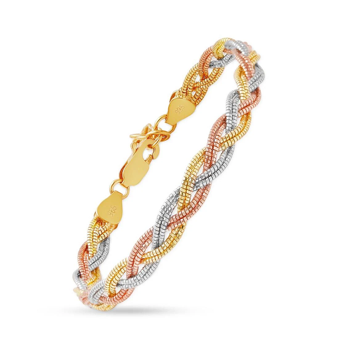 Tri-Tone Tapestry 925 Sterling Silver Weave Bracelet - Image 5