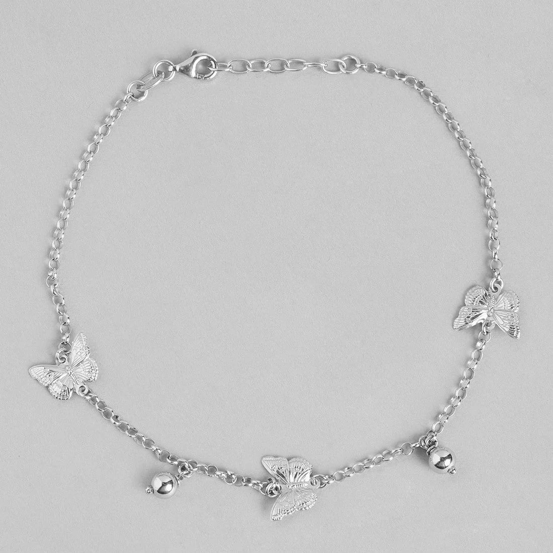 Triple Butterfly Rhodium Plated 925 Sterling Silver Anklet Gift Hamper - Image 7