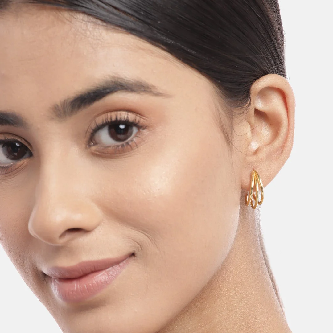 Triple Layered Gold Plated 925 Sterling Silver Hoops - Image 4