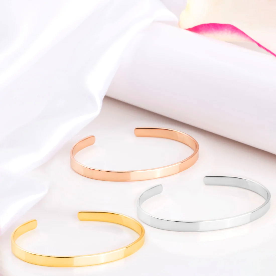 Triple Tone Elegance 925 Sterling Silver Combo Bracelets - Image 2