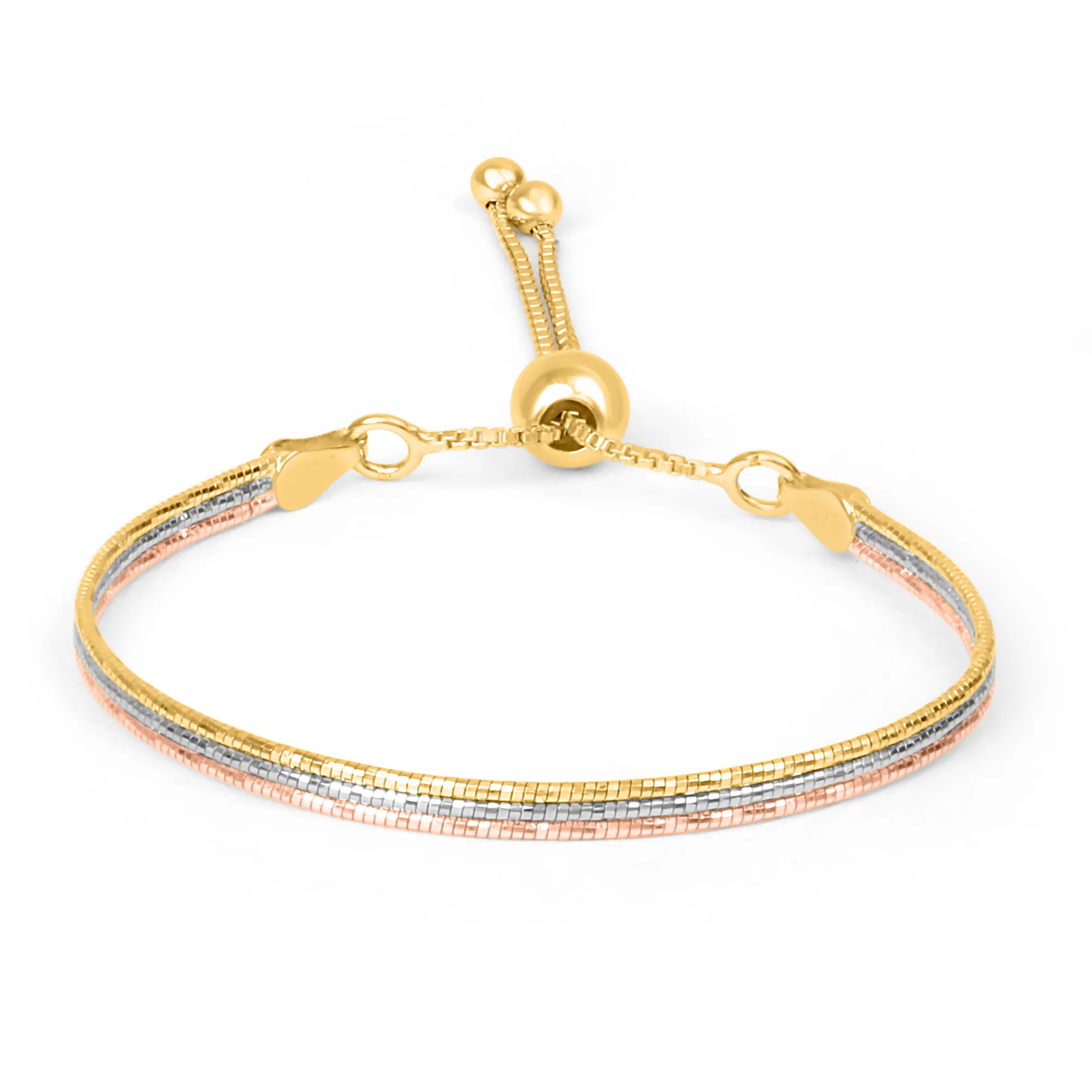 Triple Tone Glamour 925 Sterling Silver Chain Bracelet - Image 3