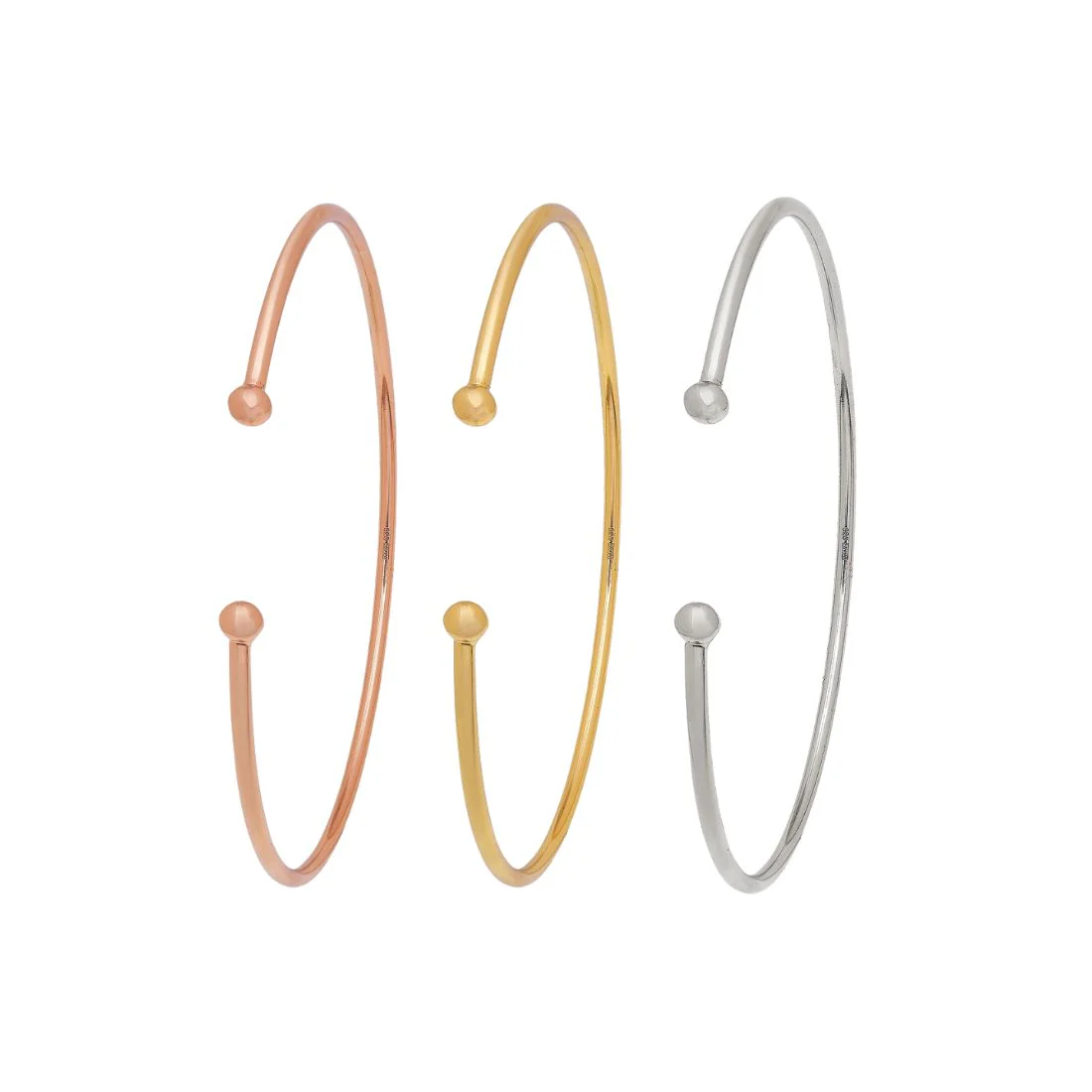 Triple Tone Harmony 925 Sterling Silver Combo Bracelets - Image 3