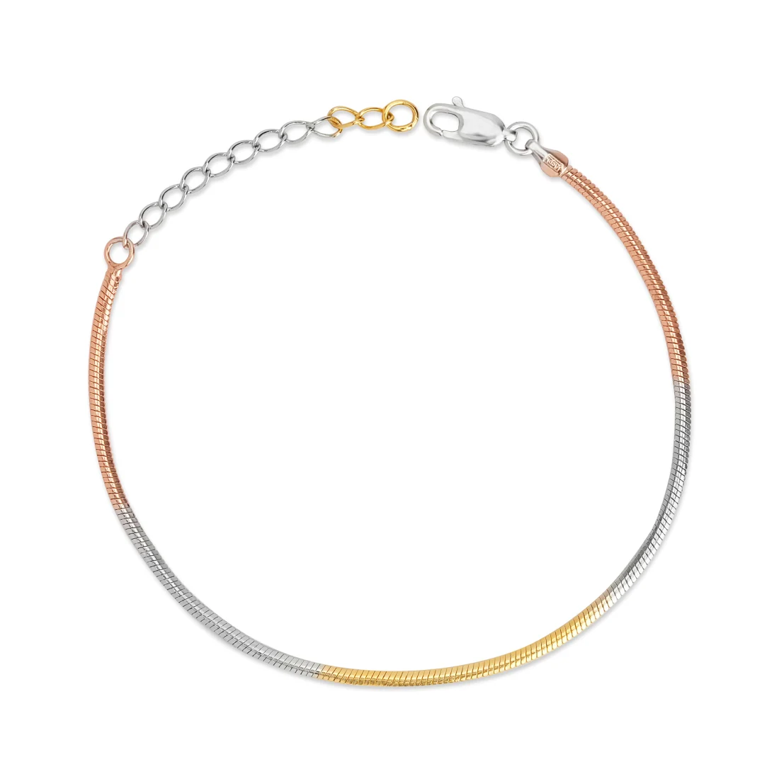 Triple Tone Serpent 925 Sterling Silver Bracelet - Image 4