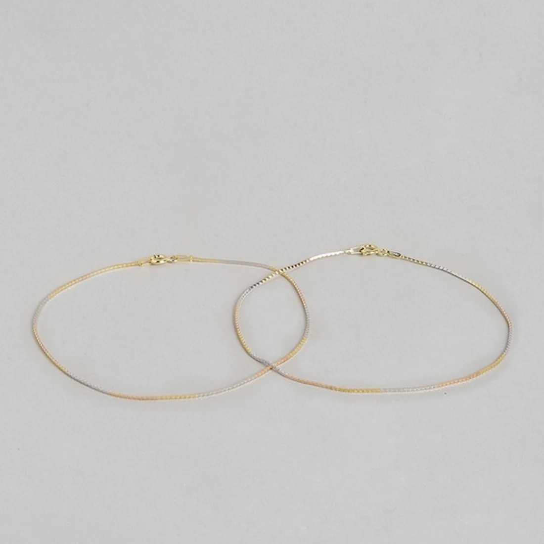 Sleek Triple Tone 925 Silver Anklet - Image 6