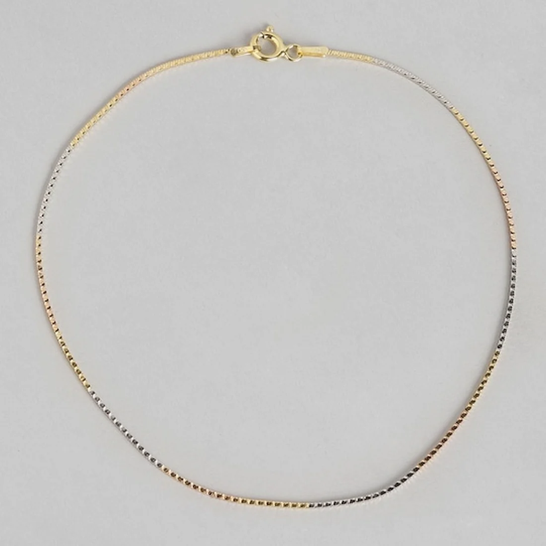 Sleek Triple Tone 925 Silver Anklet - Image 7