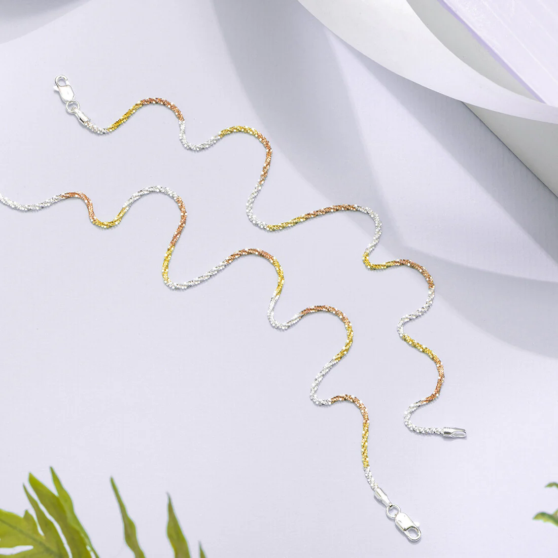 Triple Tone Weave Chain 925 Sterling Silver Anklet - Image 7
