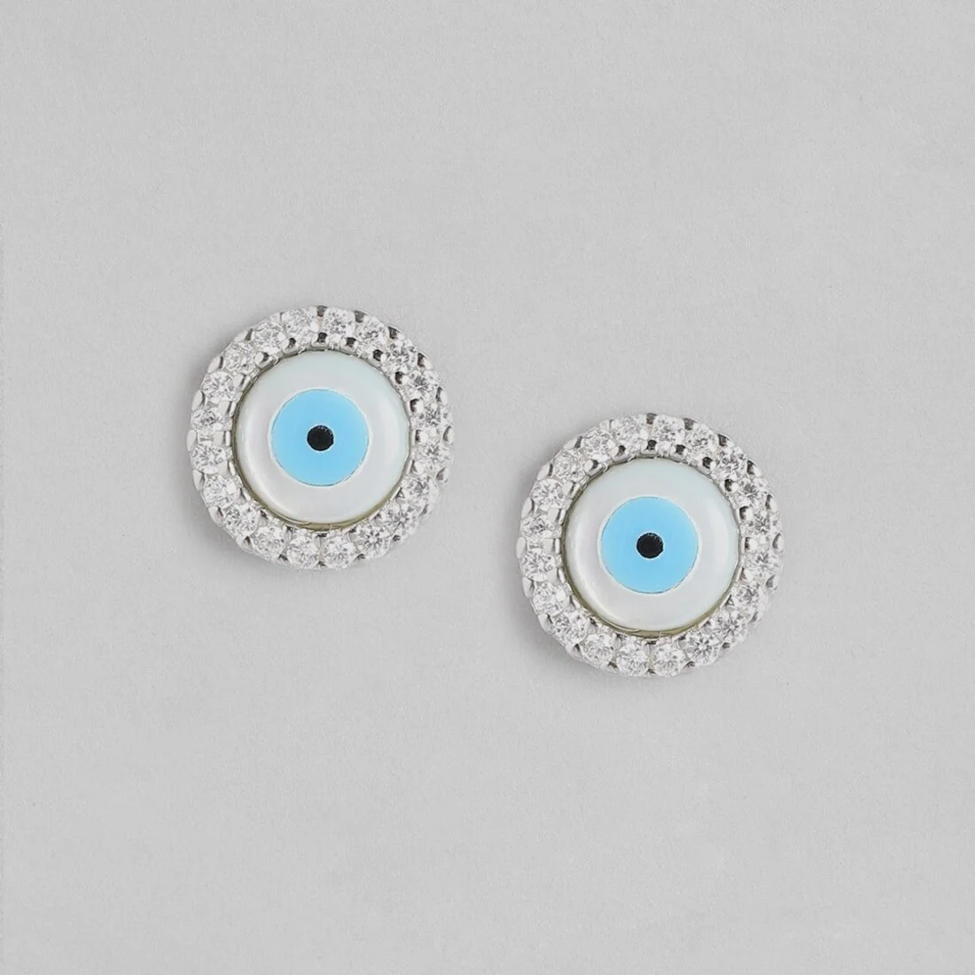 Turkish Evil Eye Stone 925 Silver Earrings - Image 5