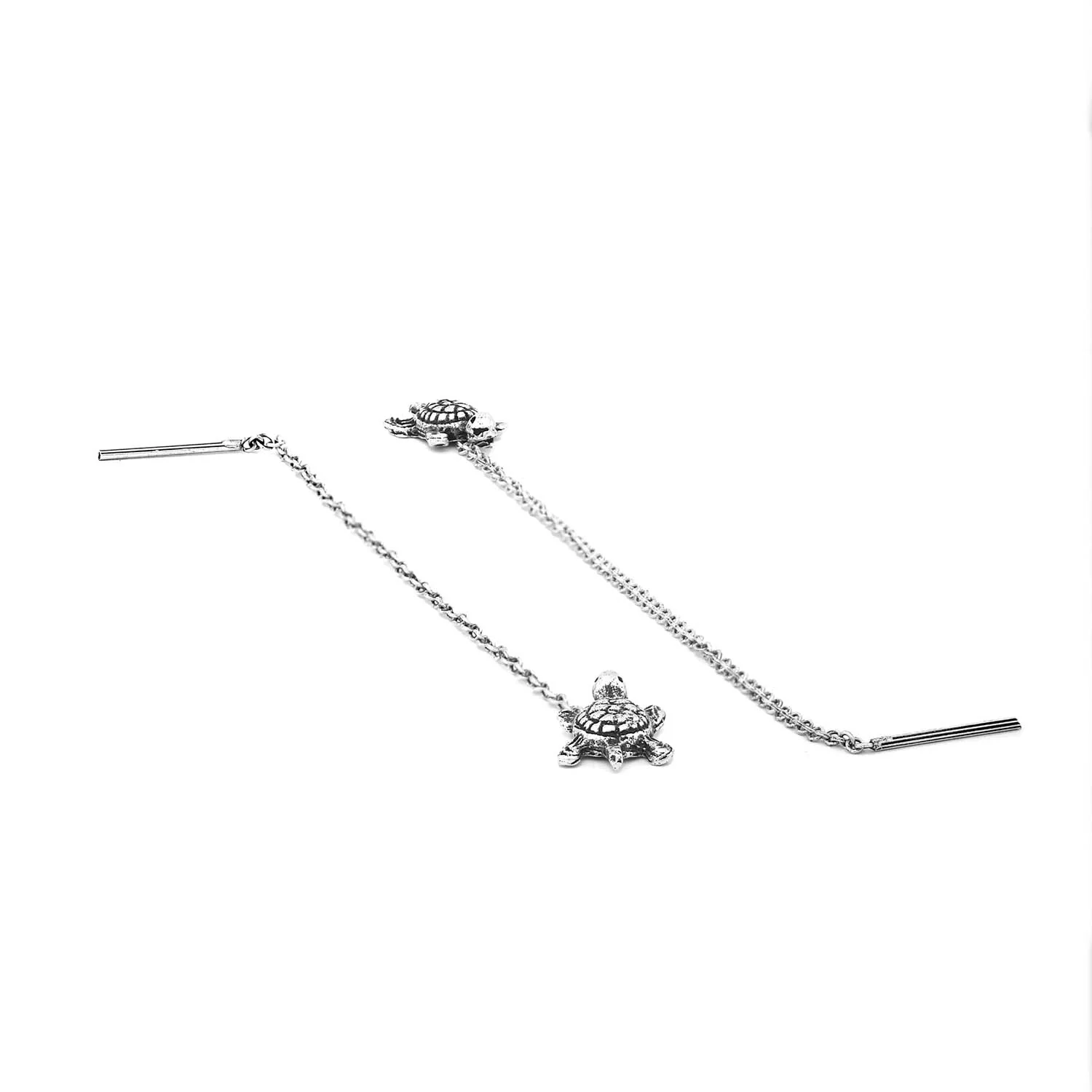 Turtle Sui Dhaga 925 Silver Earrings - Image 4