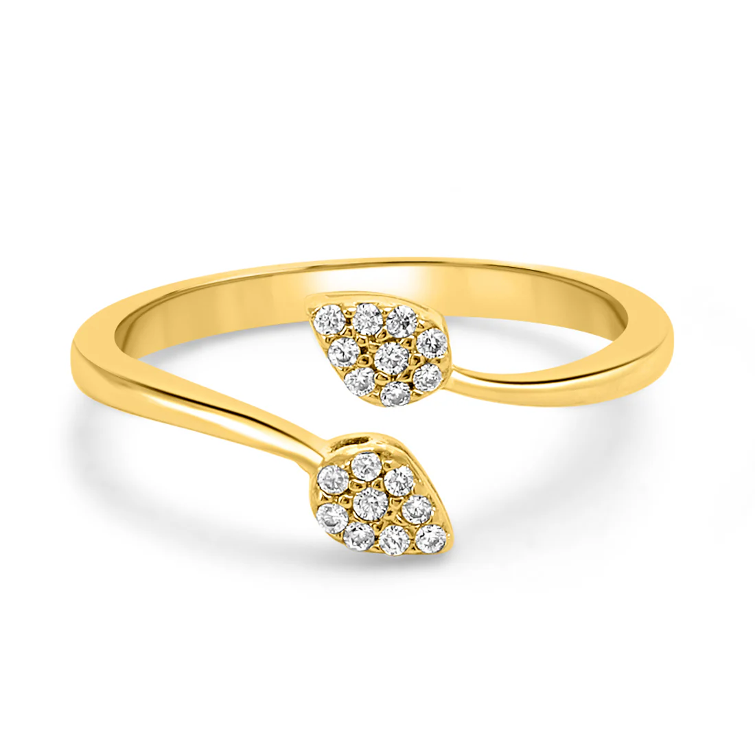 Twin Leaf Gold Plated 925 Sterling Silver Ring - Image 6