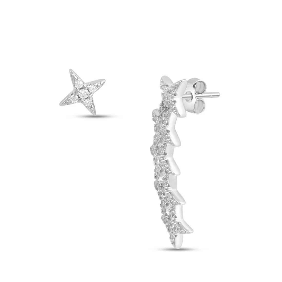 Twinkling Stars Rhodium Plated 925 Sterling Silver Earrings - Image 5