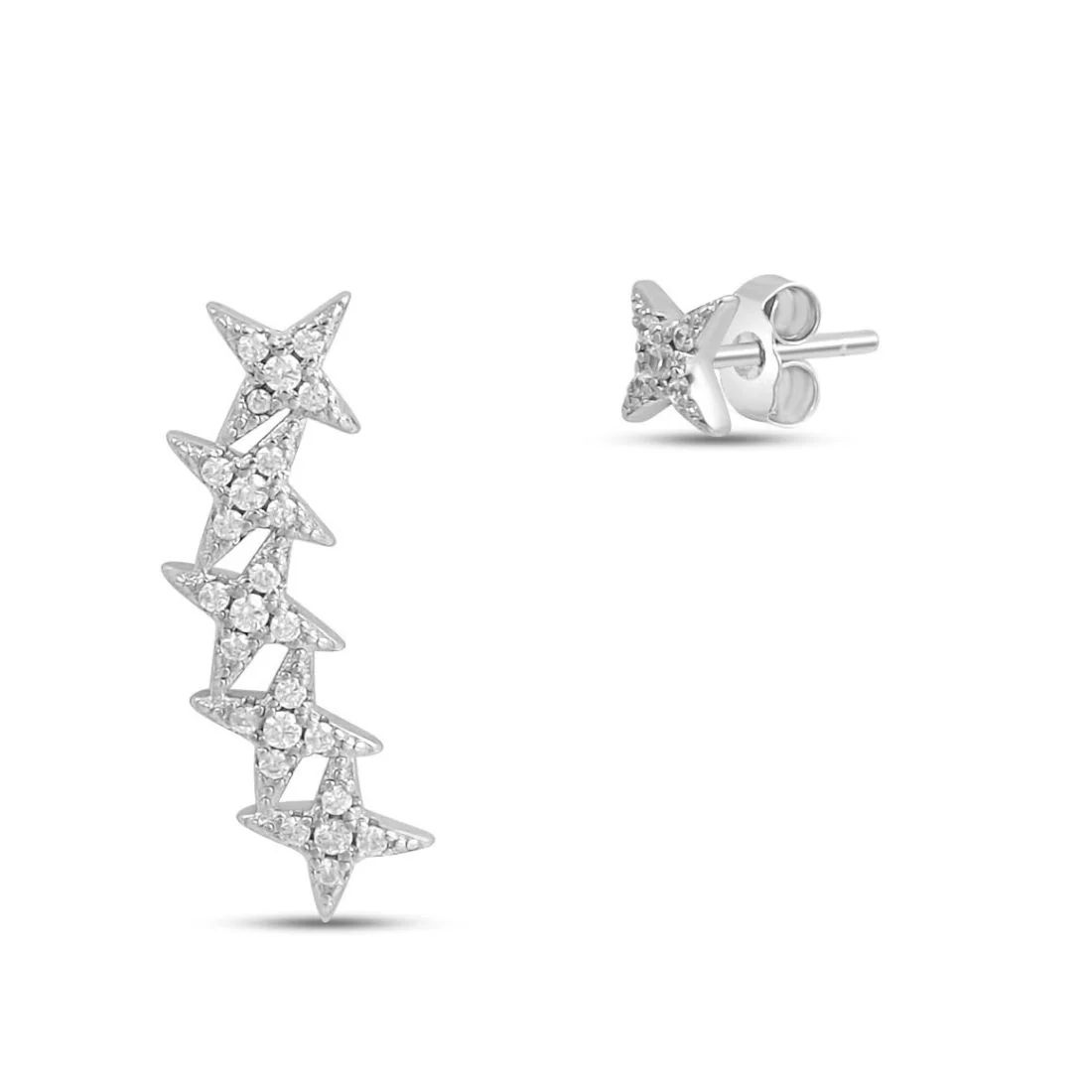 Twinkling Stars Rhodium Plated 925 Sterling Silver Earrings - Image 6