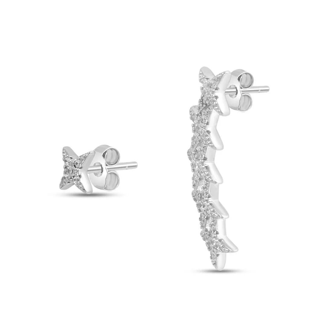 Twinkling Stars Rhodium Plated 925 Sterling Silver Earrings - Image 7