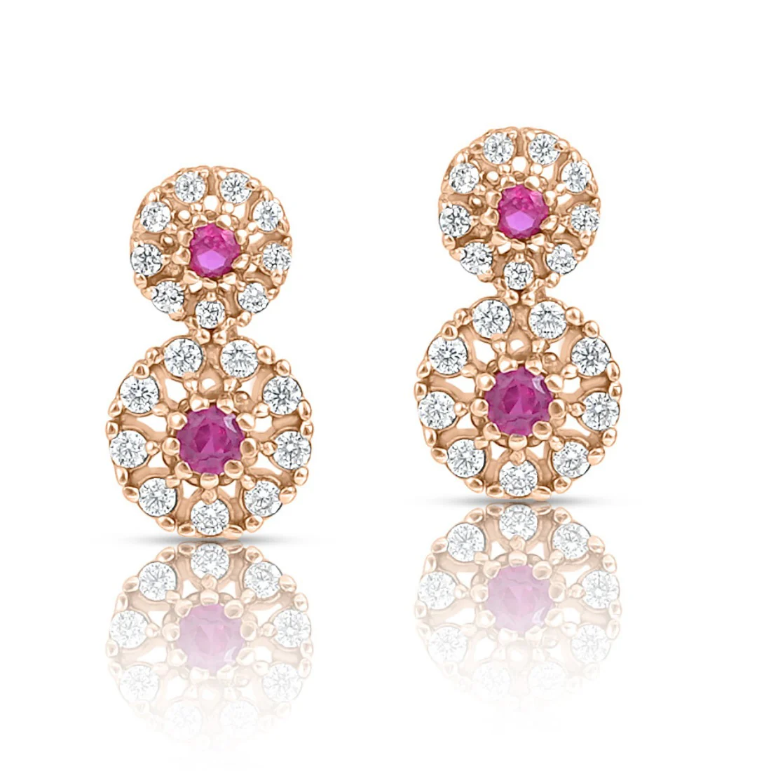 Twirling Bloom Rose Gold Plated 925 Sterling Silver Earrings - Image 4