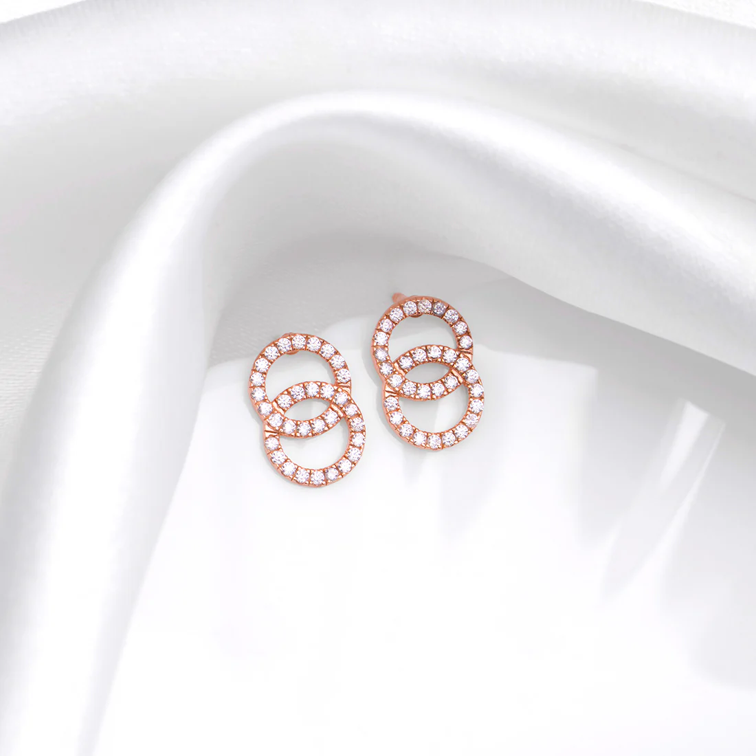 Twirling Circles Rose Gold Plated 925 Sterling Silver Earrings
