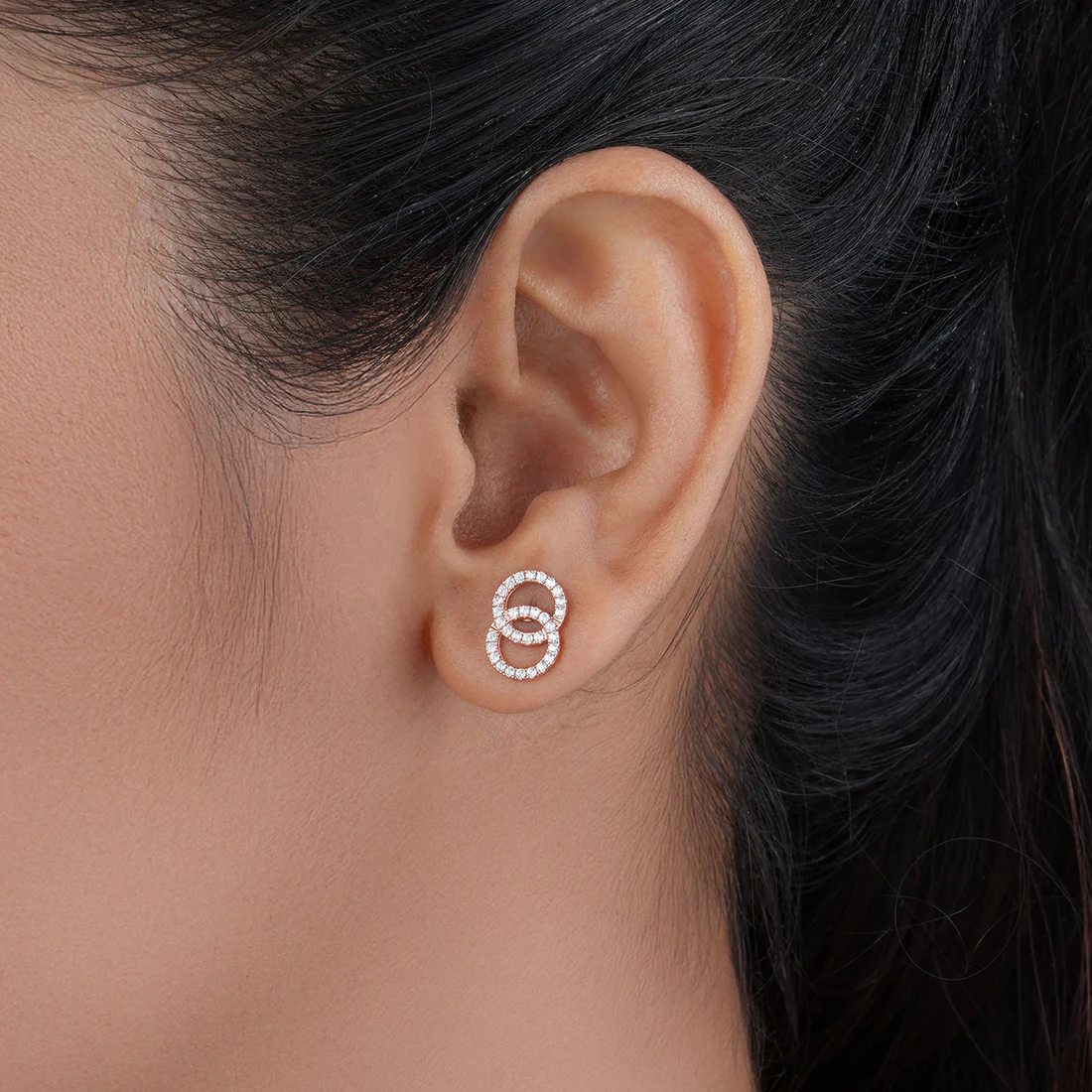 Twirling Circles Rose Gold Plated 925 Sterling Silver Earrings - Image 2