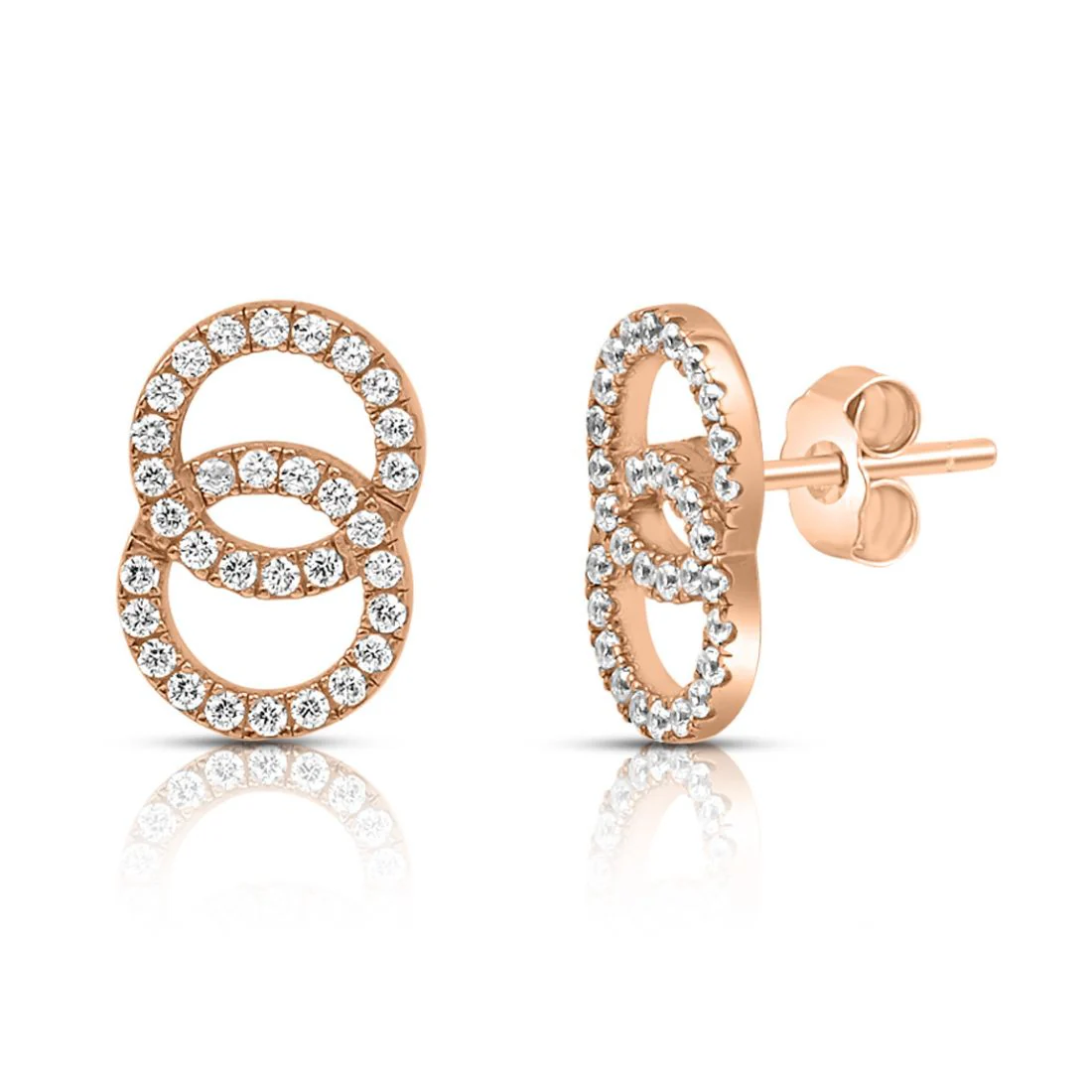 Twirling Circles Rose Gold Plated 925 Sterling Silver Earrings - Image 4