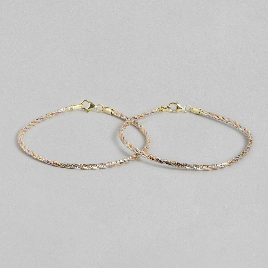 Twisted Triple Toned 925 Sterling Silver Anklet - Image 3