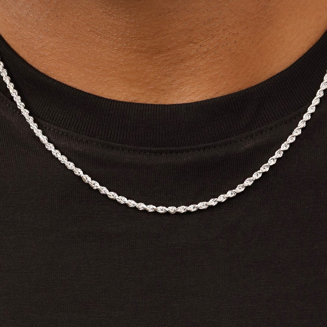 Twisted Silver Plated 925 Sterling Silver Men's Chain - Image 3