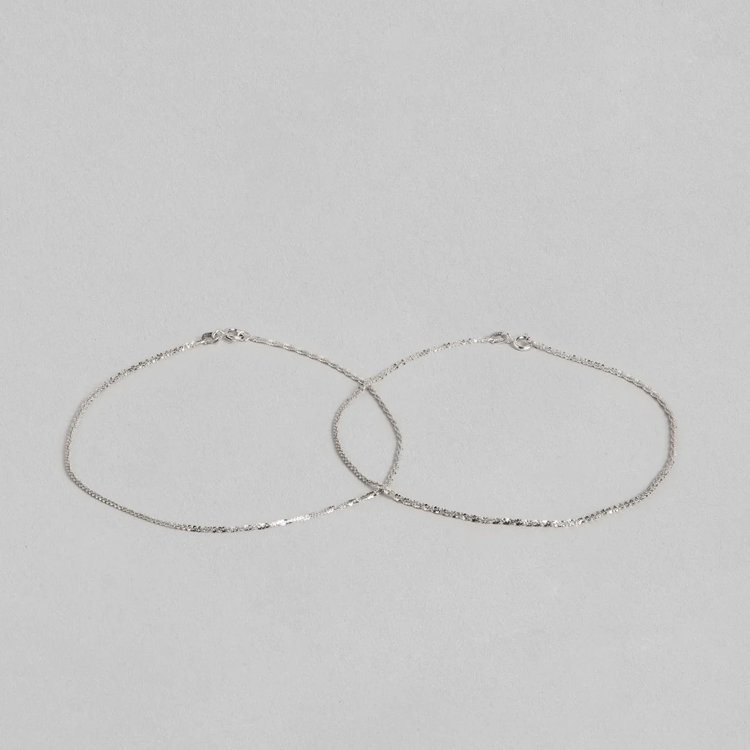 Twisted Weave 925 Sterling Silver Anklet - Image 3
