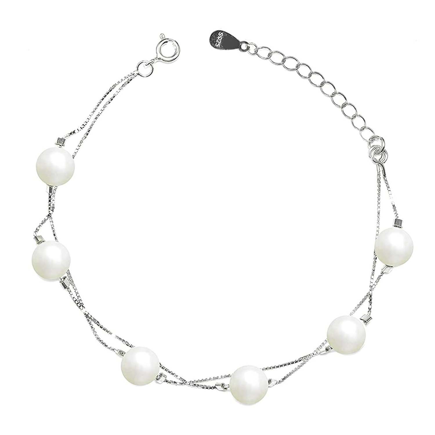 Victoria Freshwater Pearl 925 Silver Bracelet and Earrings Set - Image 3