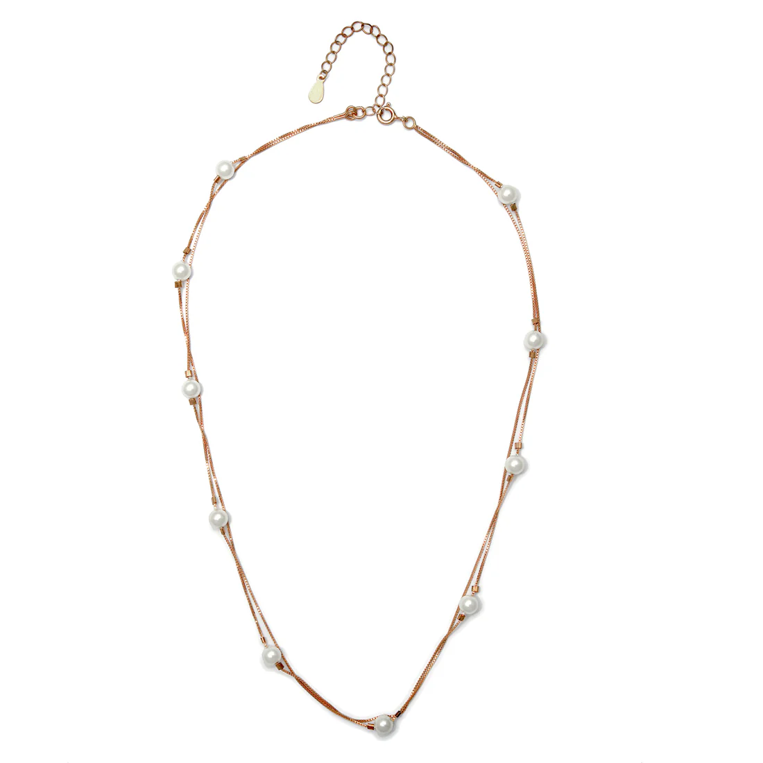 Victoria Layered Freshwater Pearl 925 Silver Necklace in Rose Gold - Image 6