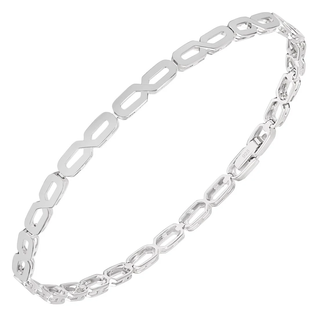 Vivid Rhodium-Plated 925 Sterling Silver Men's Chain Bracelet (One Size) - Image 5