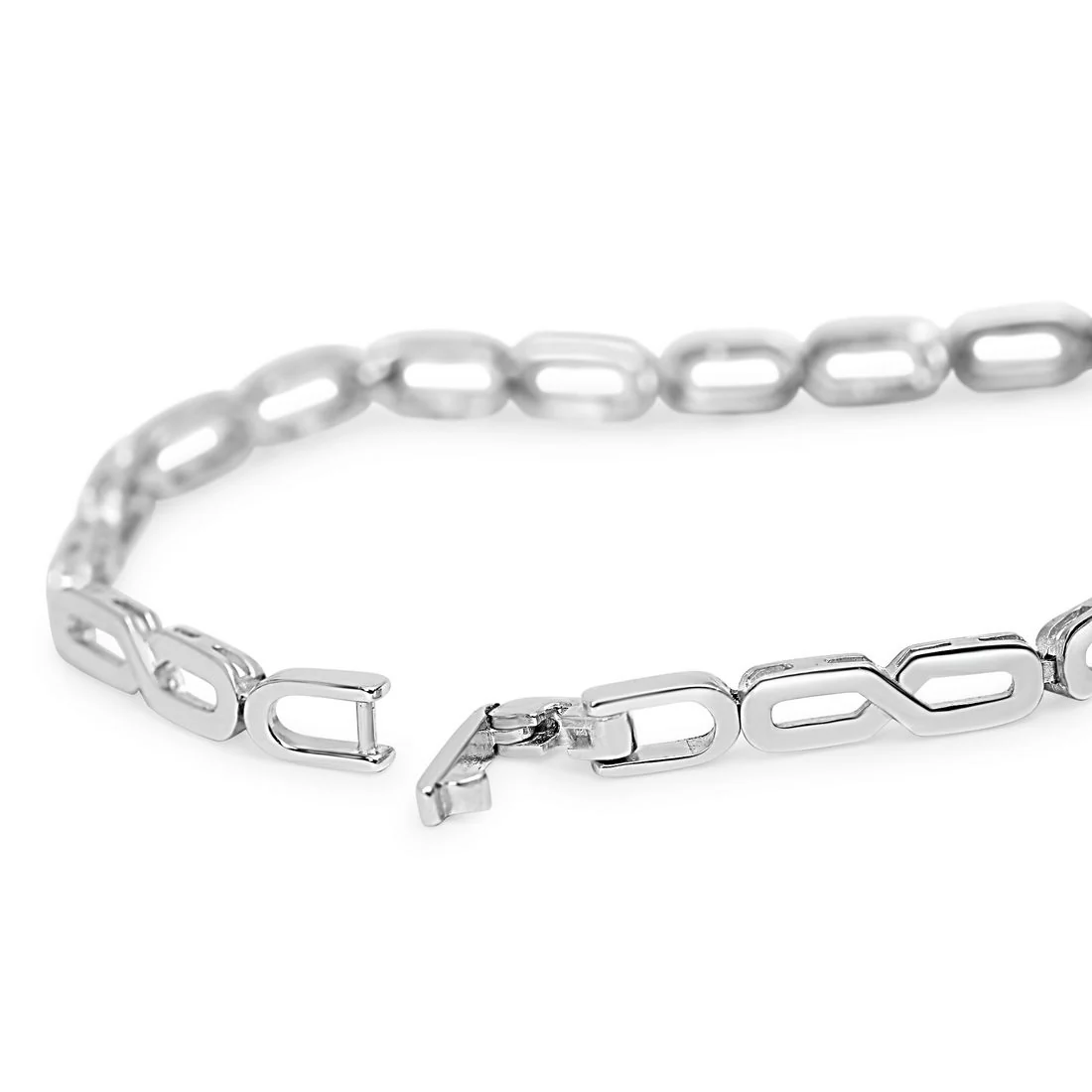 Vivid Rhodium-Plated 925 Sterling Silver Men's Chain Bracelet (One Size) - Image 6
