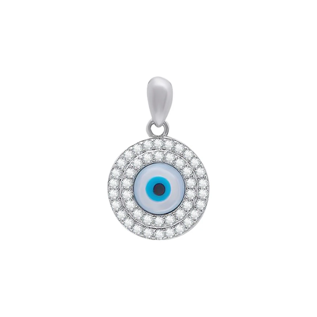 Evil Eye Rhodium-Plated 925 Sterling Silver Pendant with Chain - Image 4