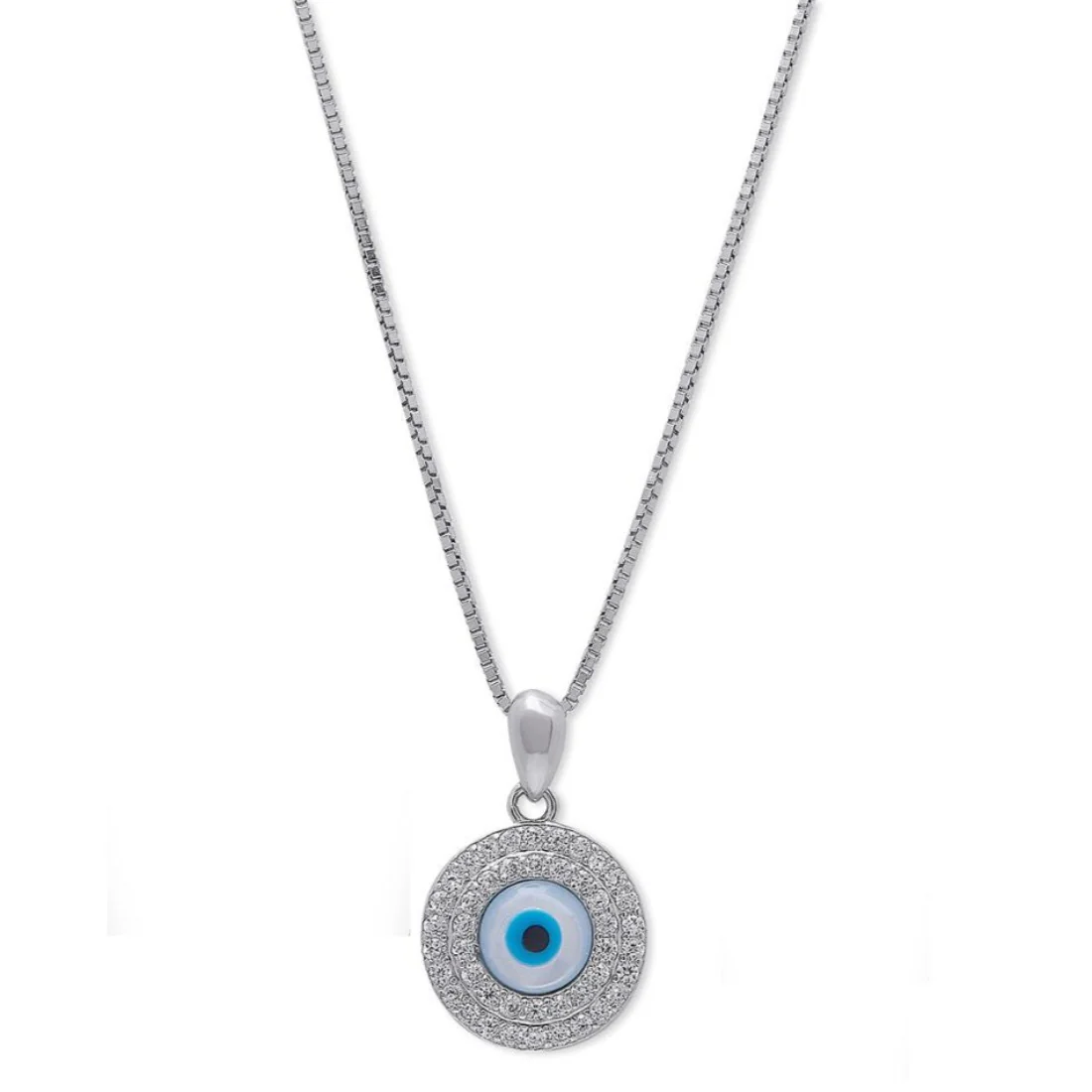 Evil Eye Rhodium-Plated 925 Sterling Silver Pendant with Chain - Image 5
