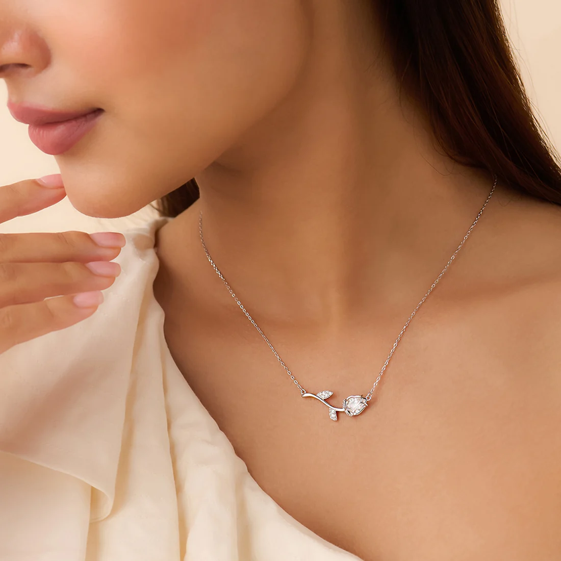 Where Love Blossoms Rhodium Plated Necklace - Image 3