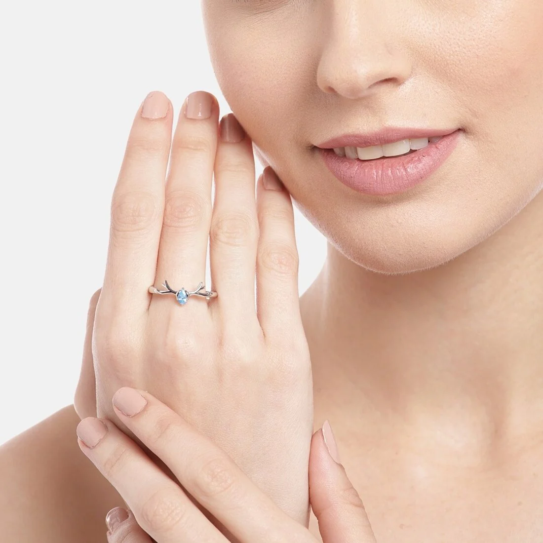 Whimsical Deer Rhodium-Plated 925 Sterling Silver Couple Ring with Cubic Zirconia (Adjustable) - Image 3