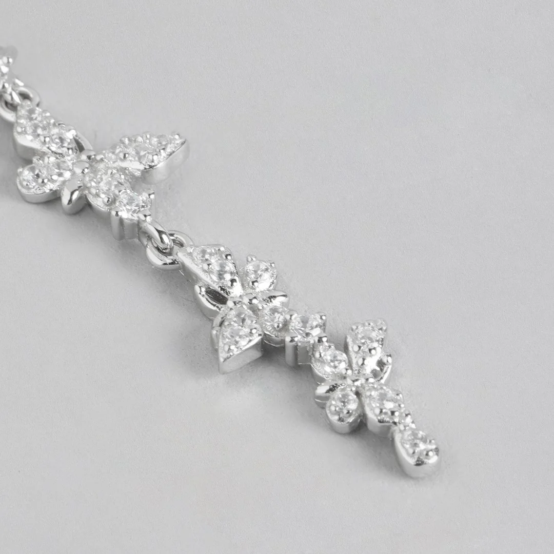 Whimsical Wings Rhodium-Plated Cubic Zirconia 925 Sterling Silver Butterfly Earring - Image 5