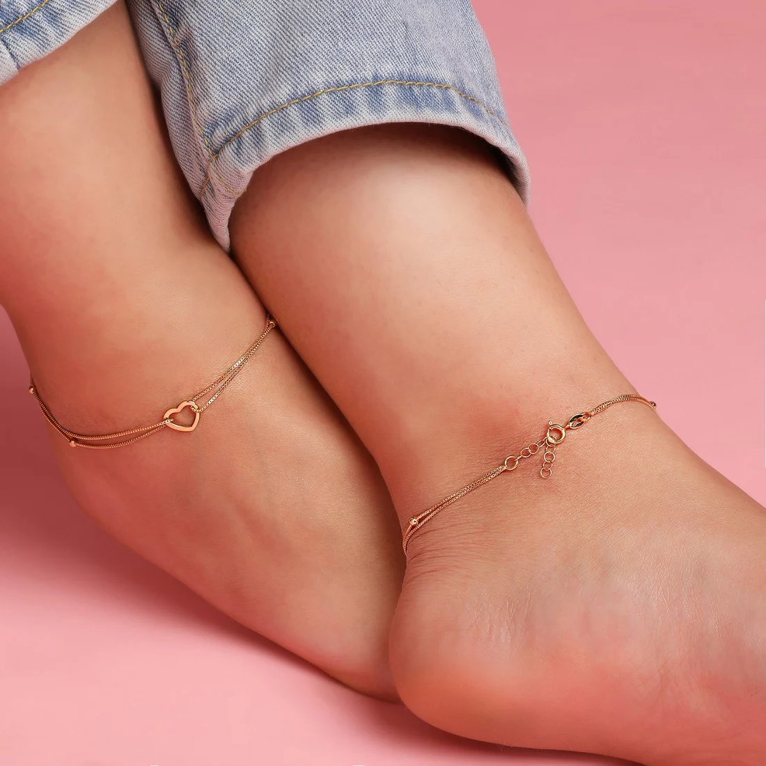 Whispers of Love: Dainty Heart 925 Silver Anklets Gift Hamper - Image 2