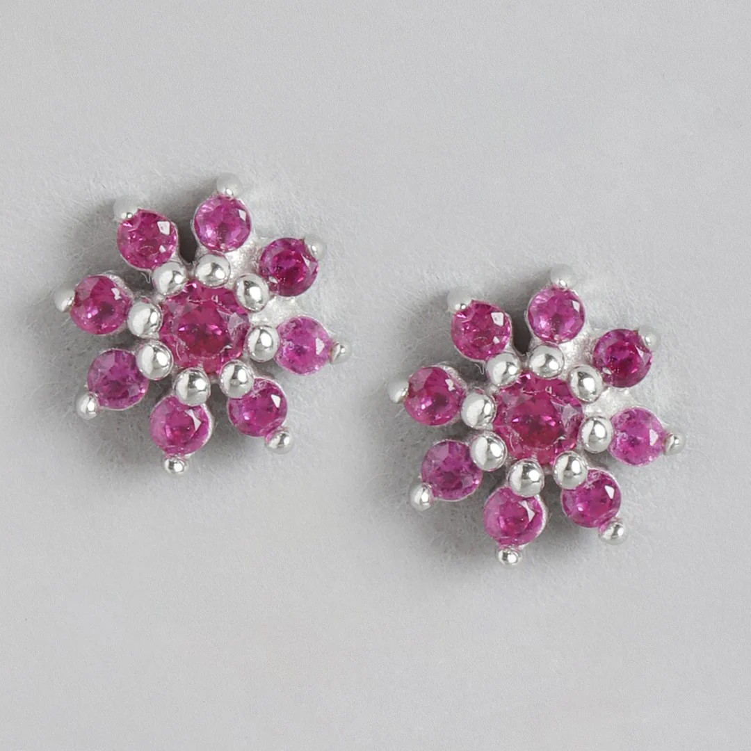 Whispers of Spring Rhodium Plated 925 Sterling Silver Flower Earrings - Image 3
