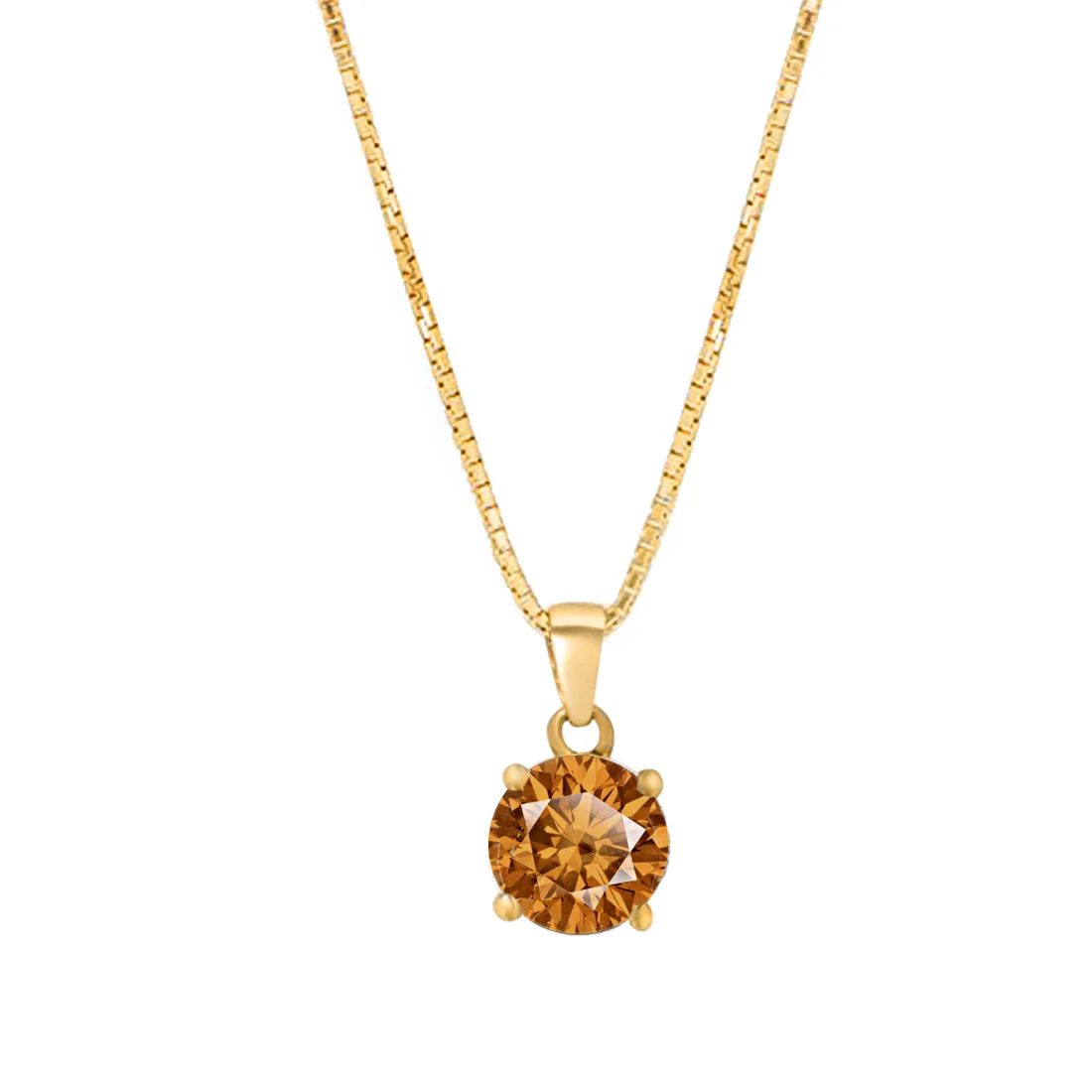 Yellow Solitaire Box Chain Gold Plated 925 Sterling Silver Pendant with Chain Gift Hamper - Image 6