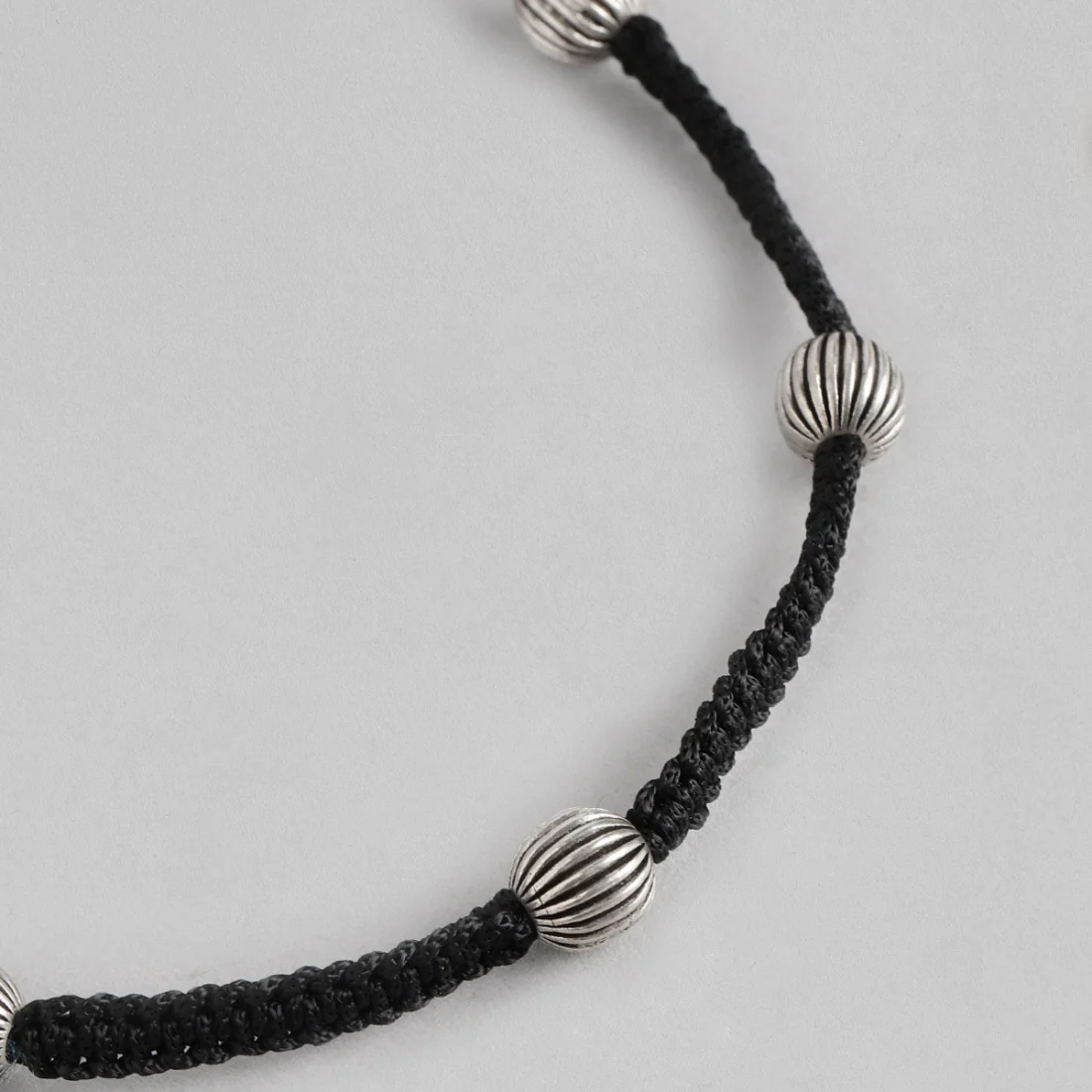 Classic Beads in Rhodium Plating 925 Sterling Silver Thread Anklet - Image 7