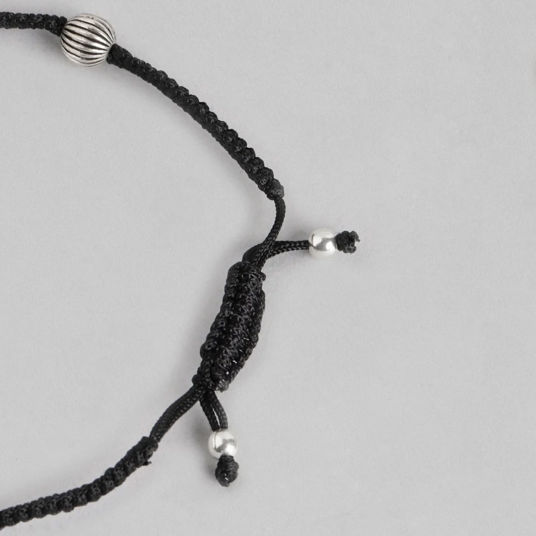Classic Beads in Rhodium Plating 925 Sterling Silver Thread Anklet - Image 8