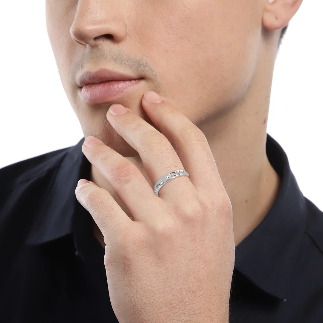 Chain CZ 925 Sterling Silver Couple Ring (Adjustable) - Image 4