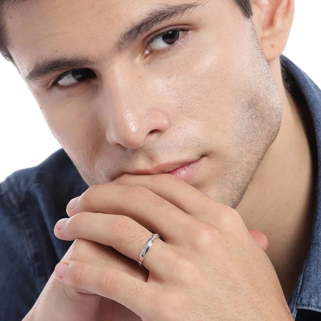 Plain CZ 925 Sterling Silver Couple Ring (Adjustable) - Image 3
