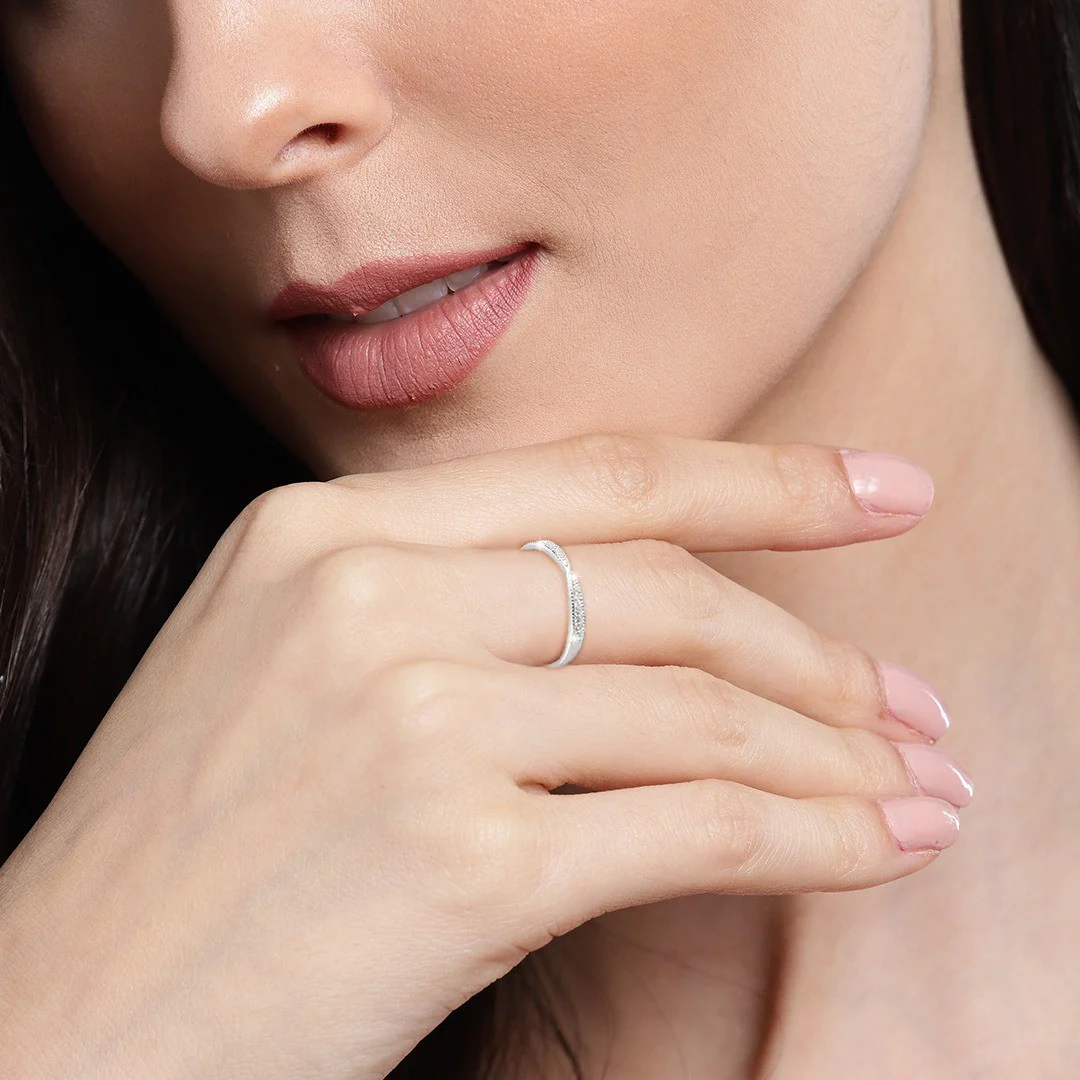 Plain CZ 925 Sterling Silver Couple Ring (Adjustable) - Image 4