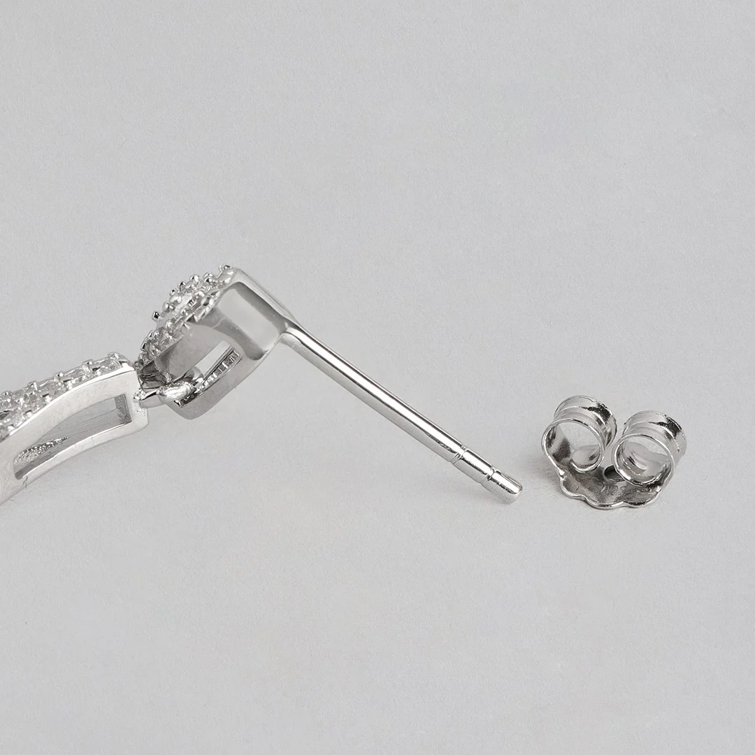 Pearl Drop Rhodium Plated 925 Sterling Silver Earring - Image 7