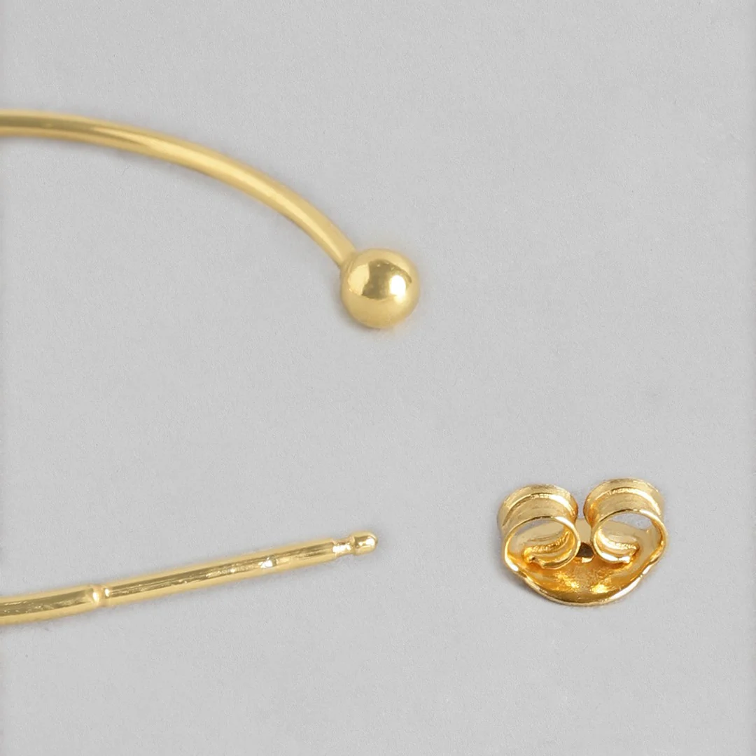 Rounded Gold & Rhodium Plated Hoops 925 Sterling Silver Earring Combo - Image 8