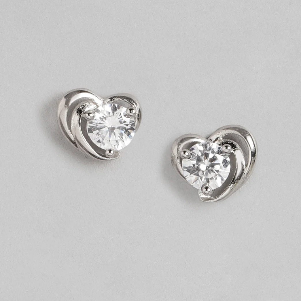 Heart CZ 925 Sterling Silver Earrings - Image 3