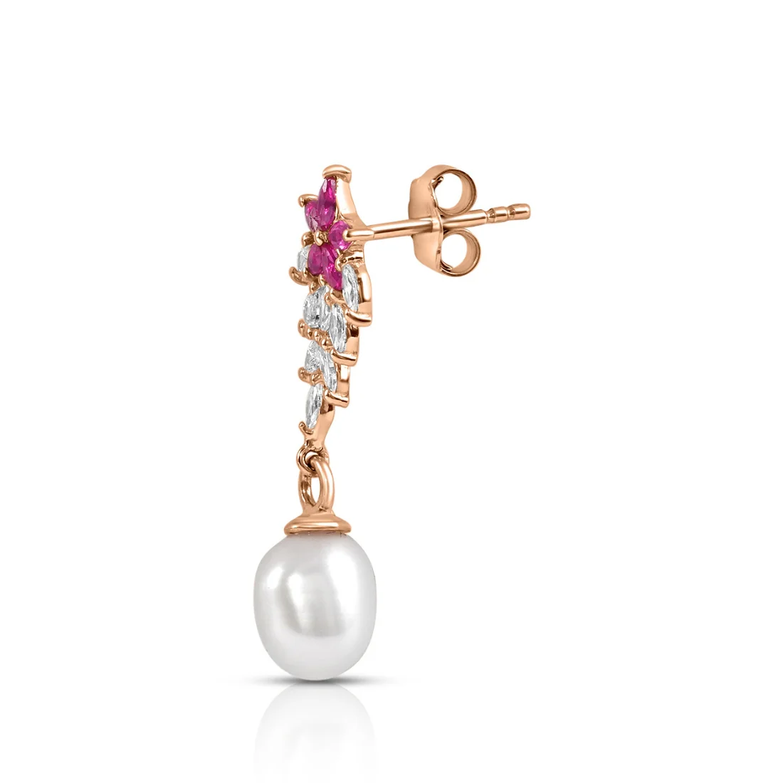 Ruby Pearl Drop 925 Sterling Silver Earrings - Image 5