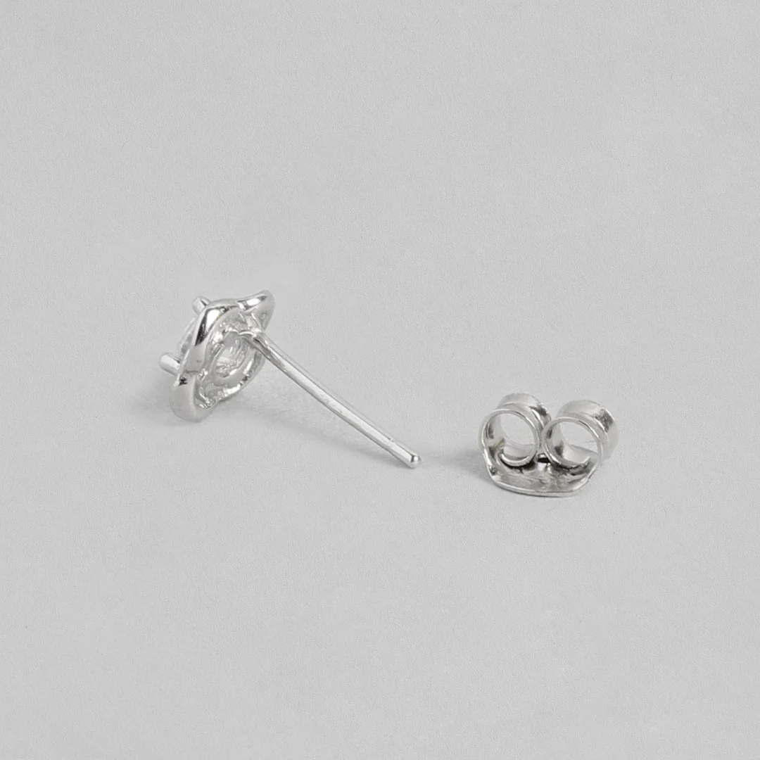 Flower Solitaire CZ 925 Sterling Silver Stud Earrings - Image 6